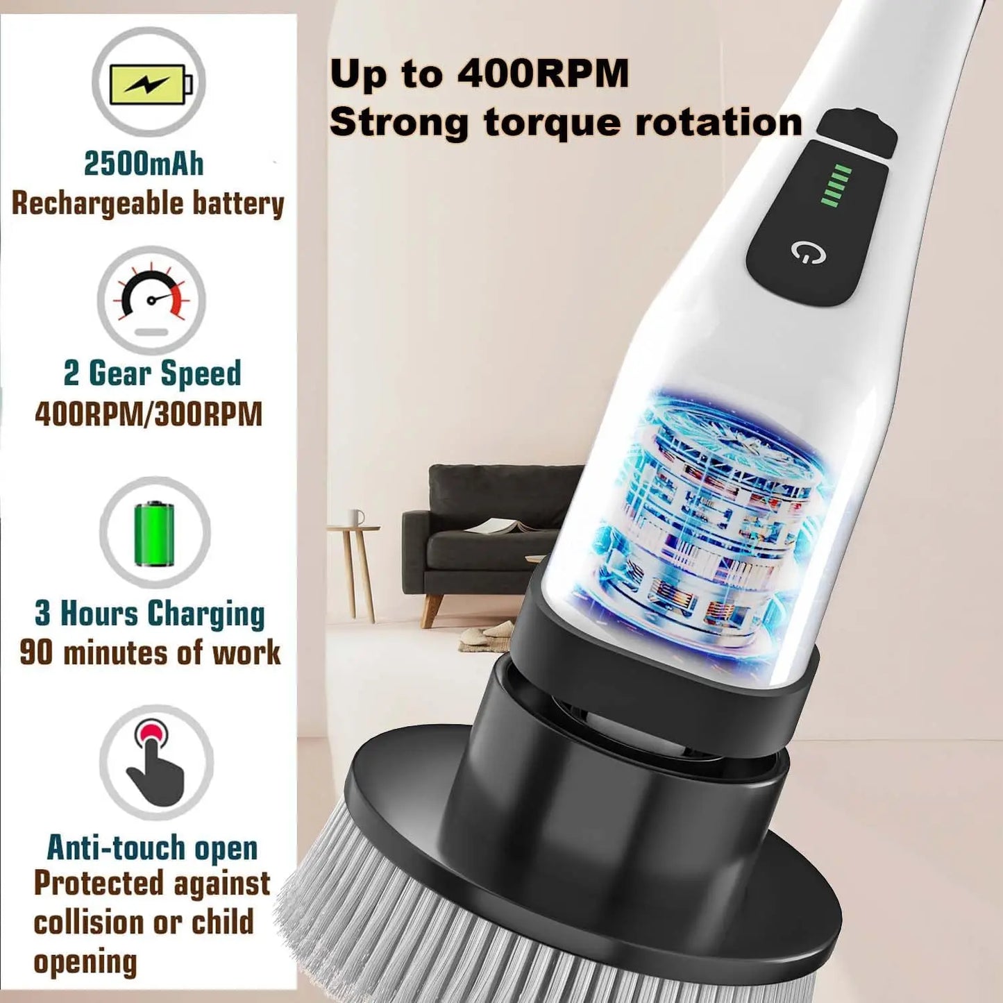 CORDLESS SPIN SCRUBBER BRUSH-POWERFUL CLEANING MADE EASY